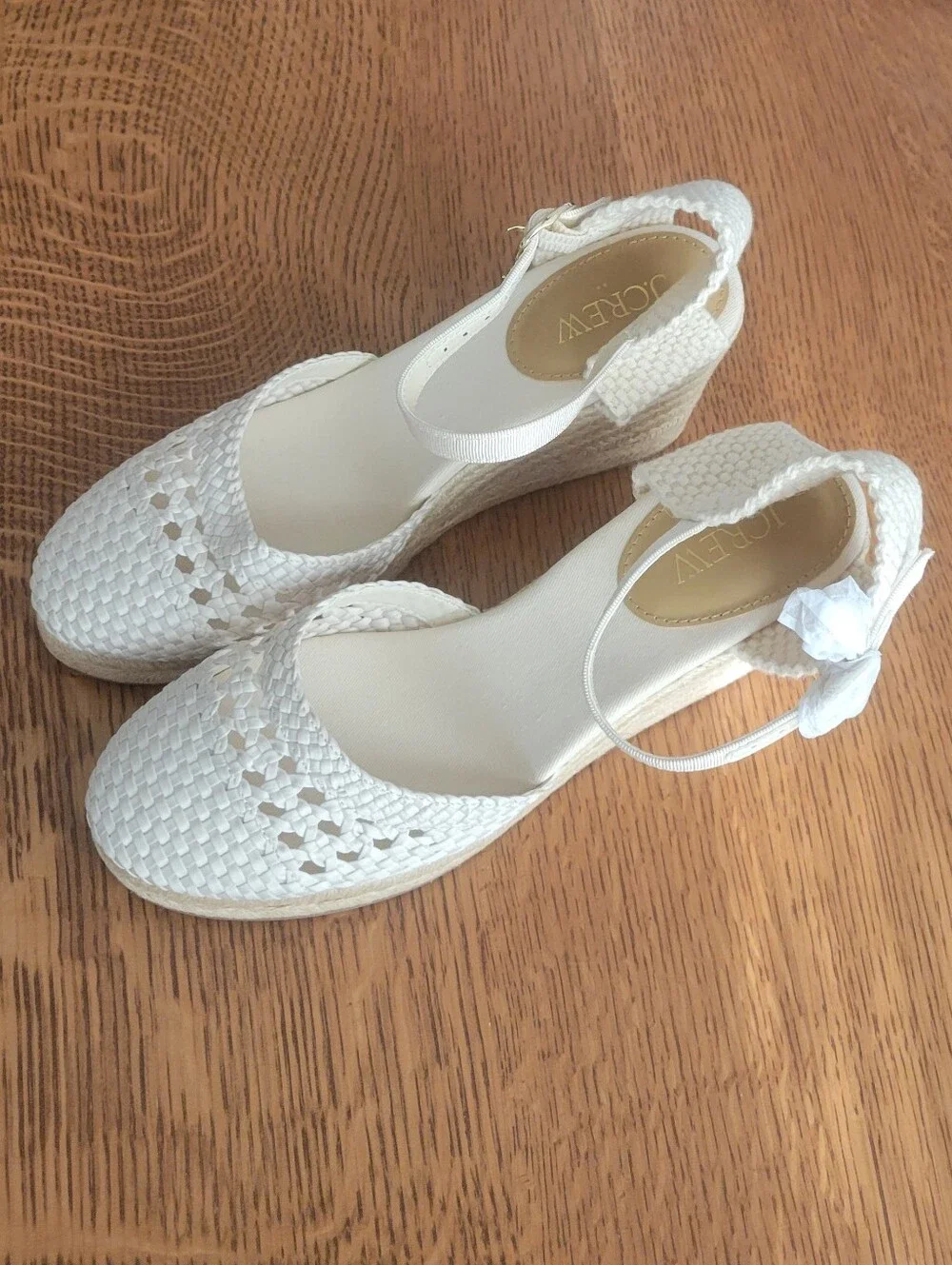 J. Crew Factory Seville Crochet Espadrille Wedges - Bleached Sand